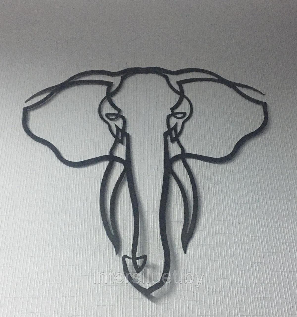 Металлическое декоративное панно Слон 60х60см цвет: черный муар. графит