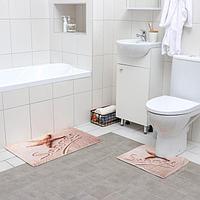 Набор ковриков для ванны и туалета «На пляже», 2 шт: 40×45, 45×75 см