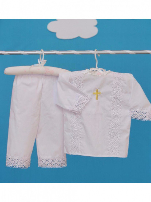 Рубашечка, штанишки для крещения Белые Сатин (68, 74р) Fan Ecotex15002 - фото 1 - id-p145486555