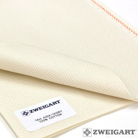 Канва "Zweigart" Aida 14 ct Ivory, метражная, фото 2