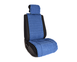 Накидка на переднее сиденье автомобиля Vital Technologies Накидка из алькантары однотонная (полоса) Blue