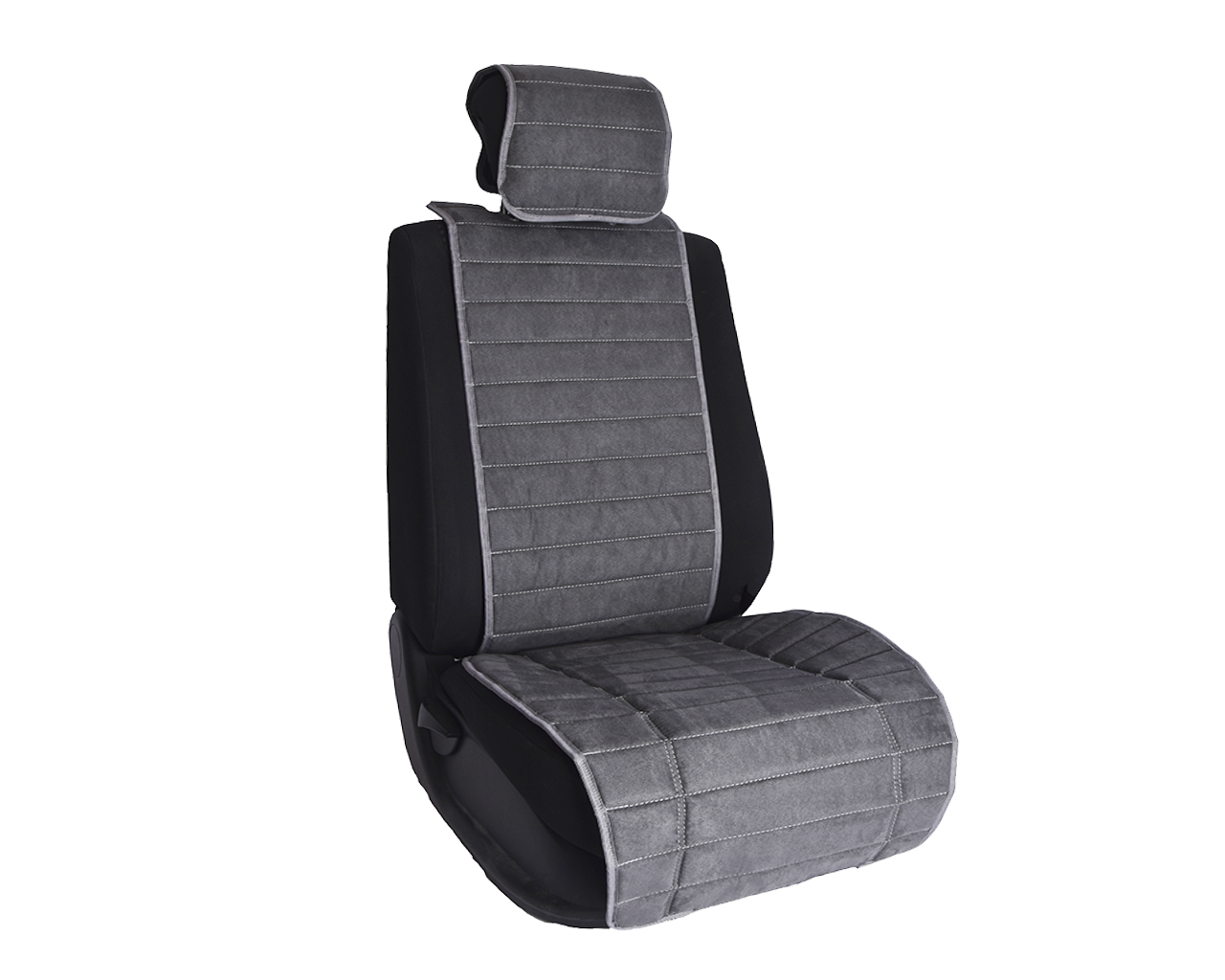 Накидка на переднее сиденье автомобиля Vital Technologies Накидка из алькантары однотонная (полоса) Dark Grey - фото 1 - id-p145515250