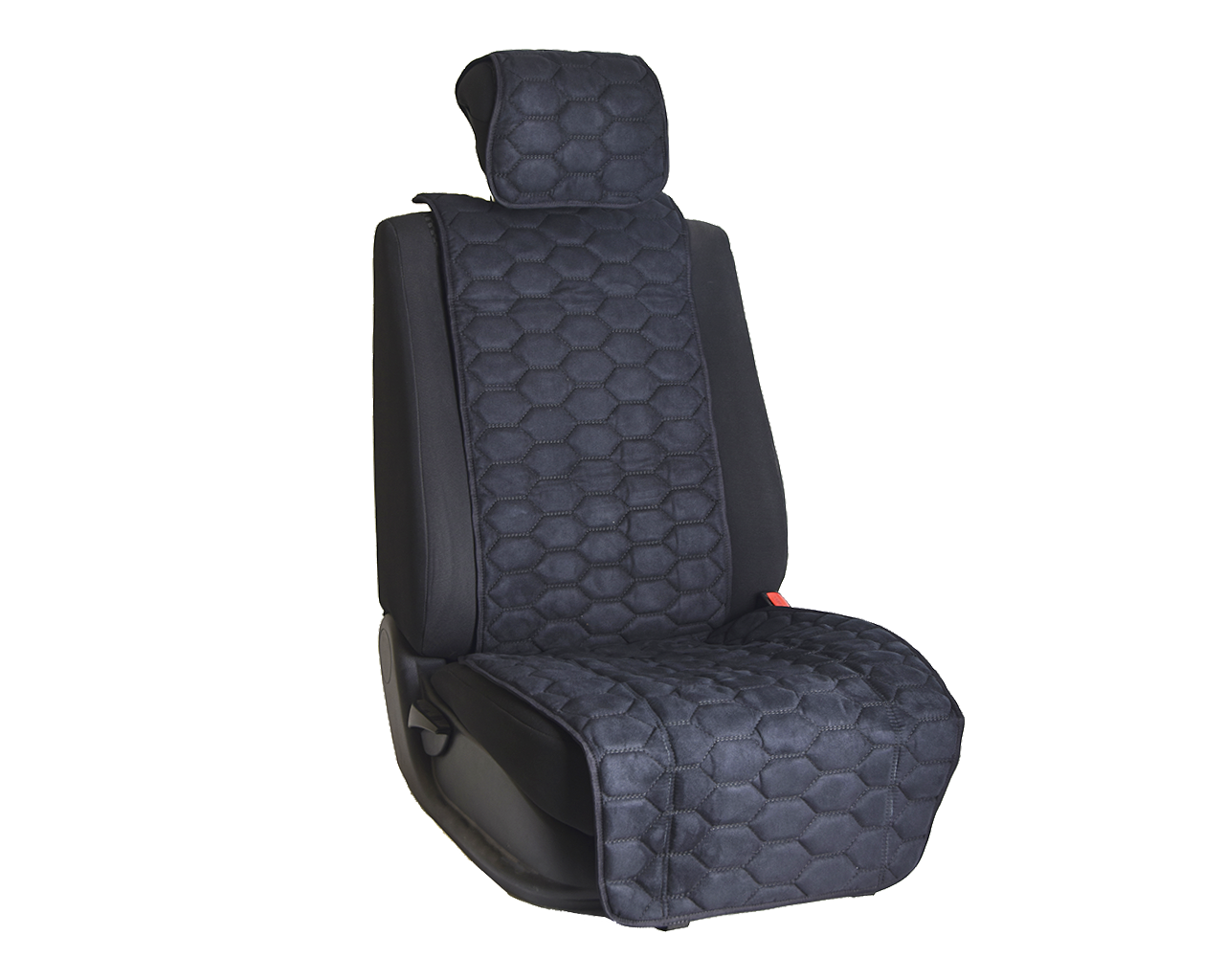Накидка на переднее сиденье автомобиля Vital Technologies Накидка из алькантары однотонная (соты) Black