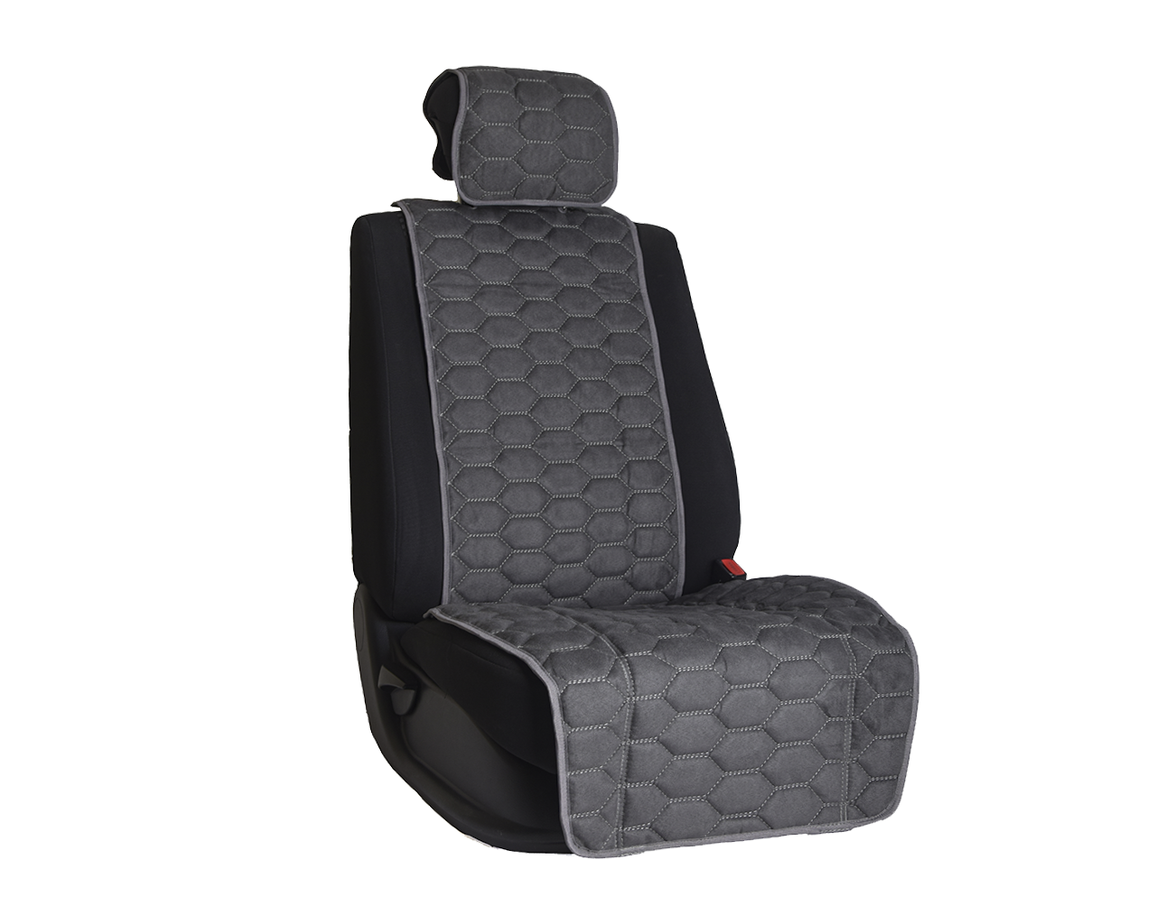 Накидка на переднее сиденье автомобиля Vital Technologies Накидка из алькантары однотонная (соты) Dark Grey