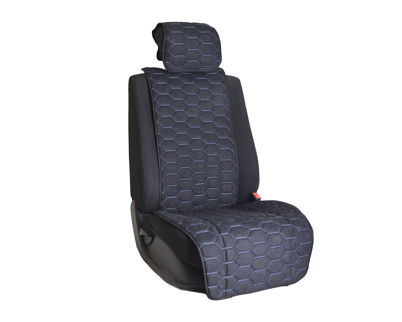 Накидка на переднее сиденье автомобиля Vital Technologies Накидка из алькантары однотонная Black с Blue - фото 1 - id-p145515305