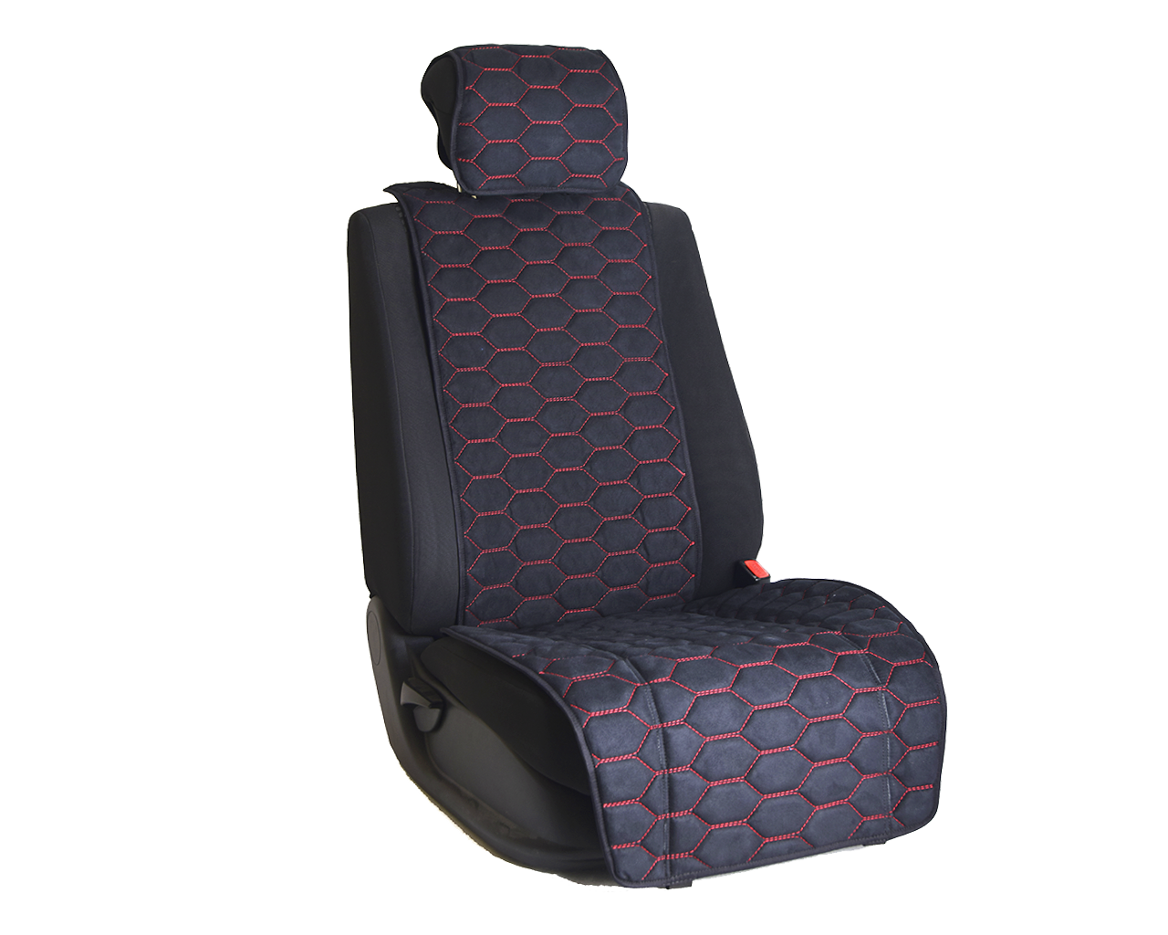 Накидка на переднее сиденье автомобиля Vital Technologies Накидка из алькантары однотонная Black с Red - фото 1 - id-p145515306