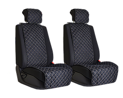 Vital Technologies Комплект накидок на передние сиденья из алькантары Black с Beige отстрочкой (квадрат)