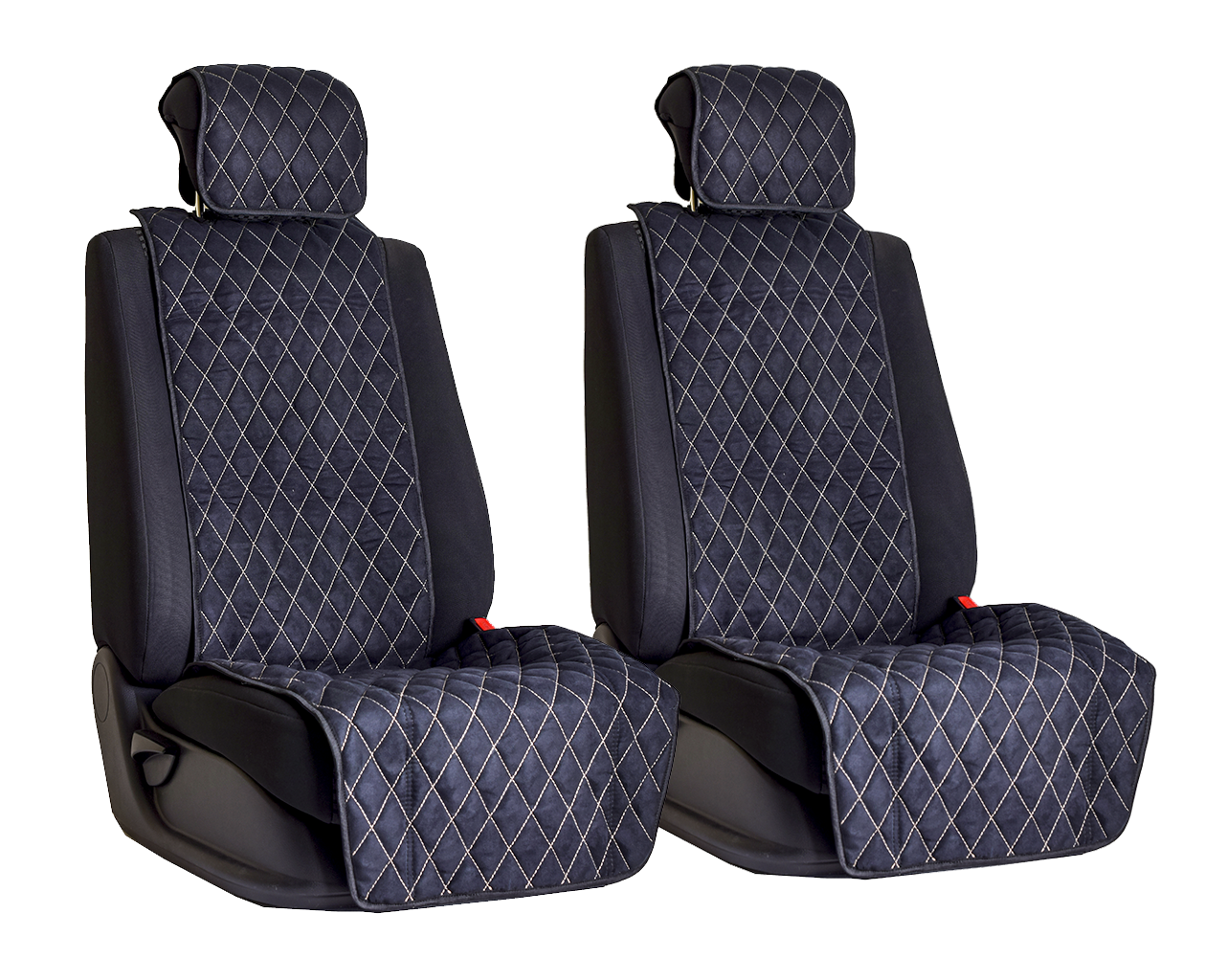 Vital Technologies Комплект накидок на передние сиденья из алькантары Black с Beige отстрочкой (ромб)
