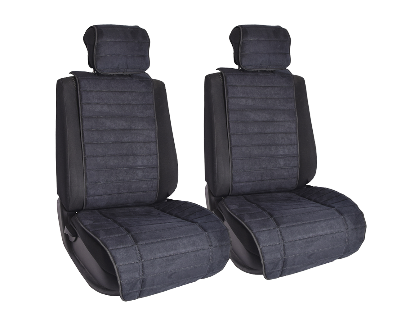 Vital Technologies Комплект накидок на передние сиденья из алькантары (полоса) Black
