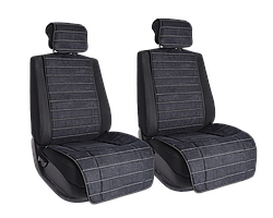 Vital Technologies Комплект накидок на передние сиденья из алькантары Black с Beige отстрочкой (полоса)