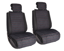 Vital Technologies Комплект накидок на передние сиденья из алькантары Black с Red отстрочкой (полоса)