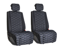 Vital Technologies Комплект накидок на передние сиденья из алькантары Black с Beige отстрочкой (соты)