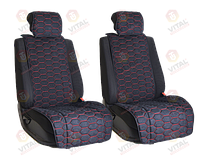 Vital Technologies Комплект накидок на передние сиденья из алькантары Black с Red отстрочкой (соты)