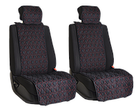 Vital Technologies Комплект накидок на передние сиденья из алькантары Black с Red отстрочкой (пики)