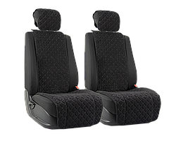 Vital Technologies Комплект накидок на передние сиденья из велюра Black с Beige отстрочкой (квадрат)