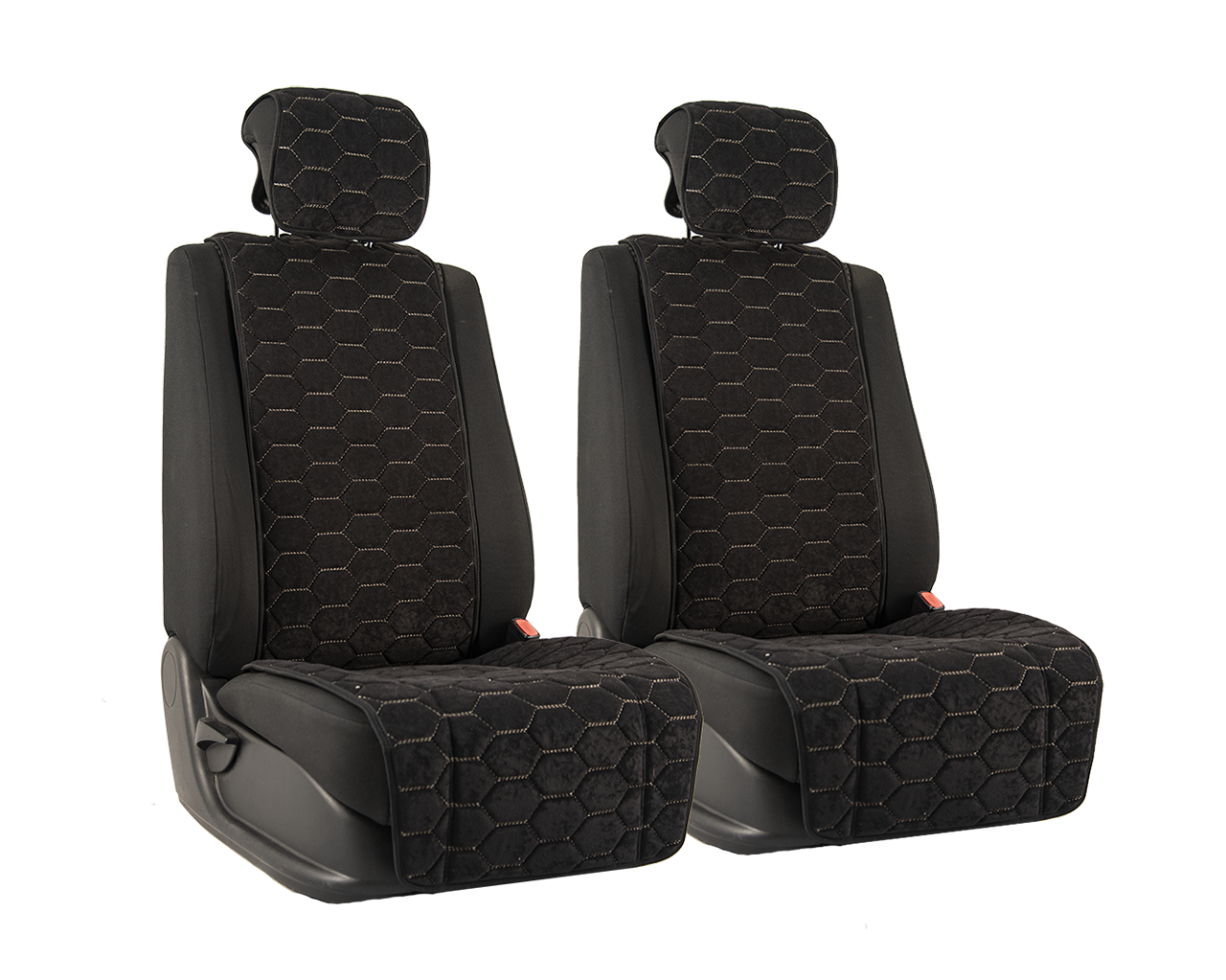 Vital Technologies Комплект накидок на передние сиденья из велюра Black с Beige отстрочкой (соты)