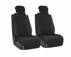 Vital Technologies Комплект накидок на передние сиденья из велюра Black с Blue отстрочкой (квадрат)