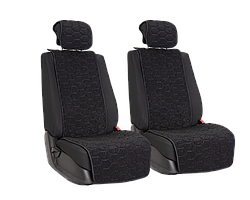Vital Technologies Комплект накидок на передние сиденья из велюра Black с Blue отстрочкой (соты)