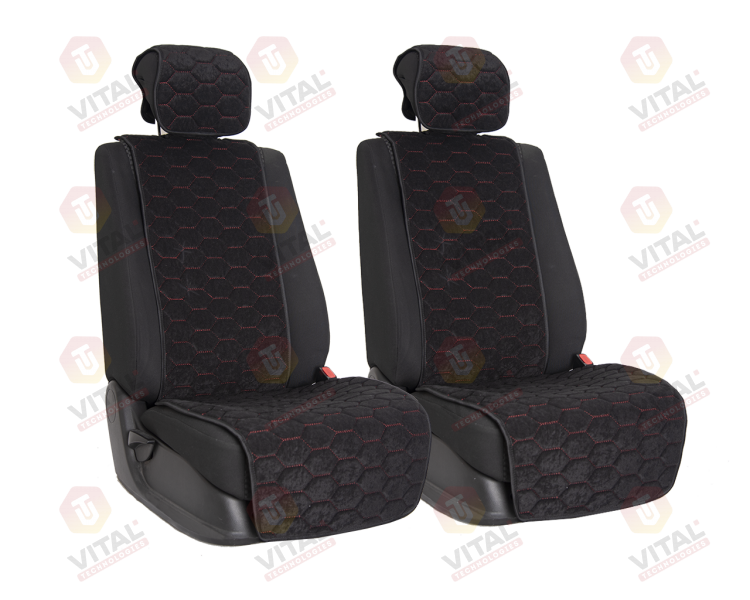 Vital Technologies Комплект накидок на передние сиденья из велюра Black с Red отстрочкой (соты)