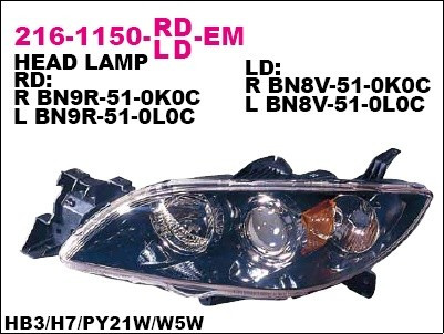 Фара передняя MAZDA 3 (BK) 2003-2009 седан 216-1150L-LD-EM