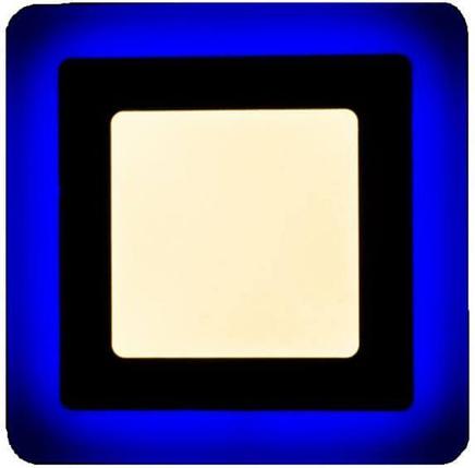 Светильник светодиодный с декоративной подсветкой квадратный 3+2W синий, фото 2
