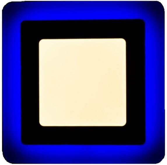 Светильник светодиодный с декоративной подсветкой квадратный 3+2W синий - фото 1 - id-p145513954