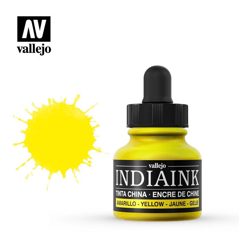 Чернила (тушь) для каллиграфии India Ink, желтый, 30мл, Acrilicos Vallejo - фото 1 - id-p145544017