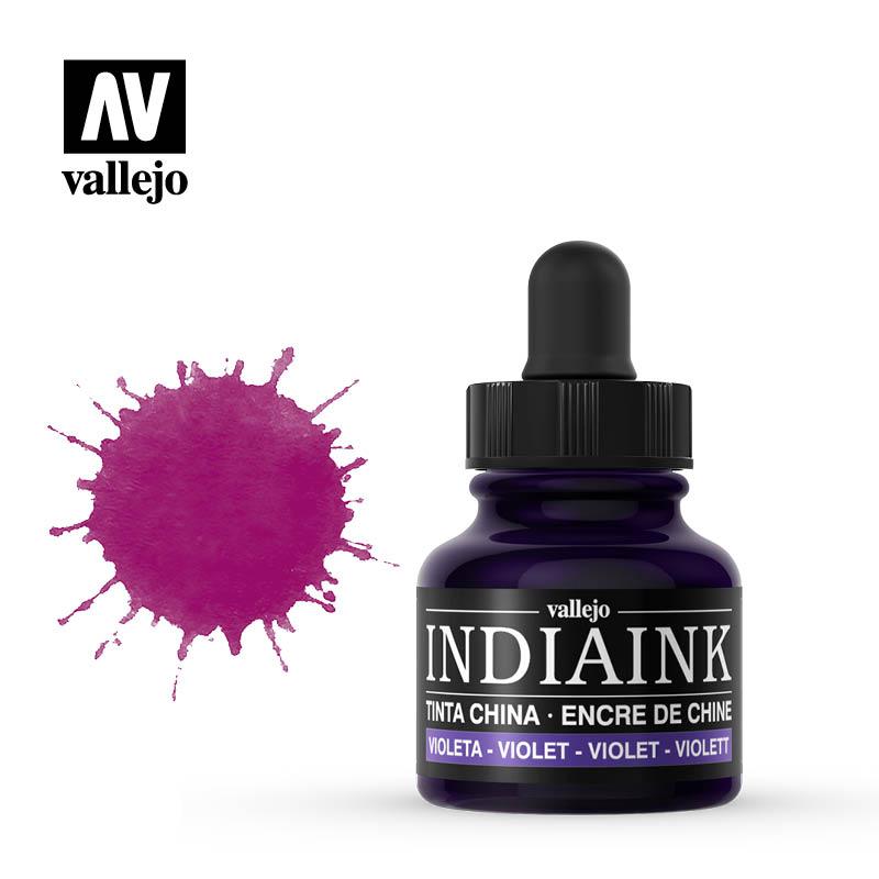 Чернила (тушь) для каллиграфии India Ink, фиолетовый, 30мл, Acrilicos Vallejo