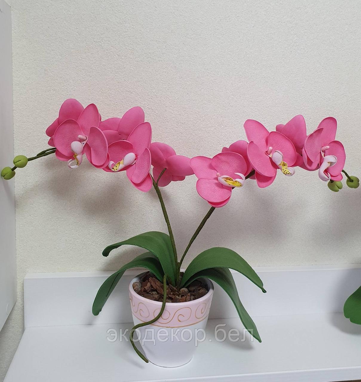 Орхидея розовая в горшочке (искусственный цветок) - фото 2 - id-p138221453