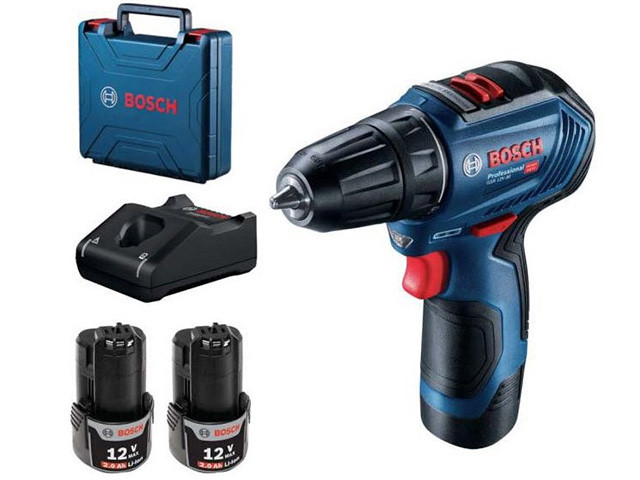 Аккум. дрель-шуруповерт BOSCH GSR 12V-30 в чем. (12.0 В, 2 акк., 2.0 А/ч Li-Ion, 2 скор., 30 Нм) - фото 1 - id-p145566066