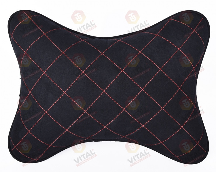 Подушка автомобильная на подголовник Vital Technologies из алькантары однотонная Black - фото 1 - id-p145515278