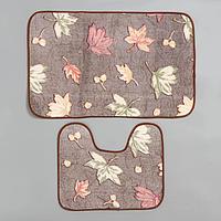 Набор ковриков для ванны и туалета 2 шт 40х50, 50х80 см "Осенние листья"