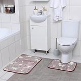 Набор ковриков для ванны и туалета 2 шт 40х50, 50х80 см "Осенние листья", фото 4