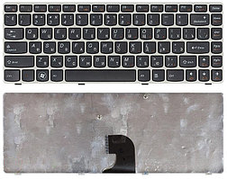 Клавиатура для ноутбука Lenovo IdeaPad Z360, черная с серебристой рамкой