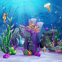 Детский фотообои с подводным морским пейзажем