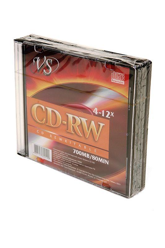 Перезаписываемый компакт-диск VS CD-RW 80мин, 4-12x SL/5, 1 штука