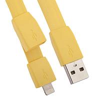 USB кабель "LP" для Apple iPhone, iPad 8-pin плоский браслет (желтый, европакет)