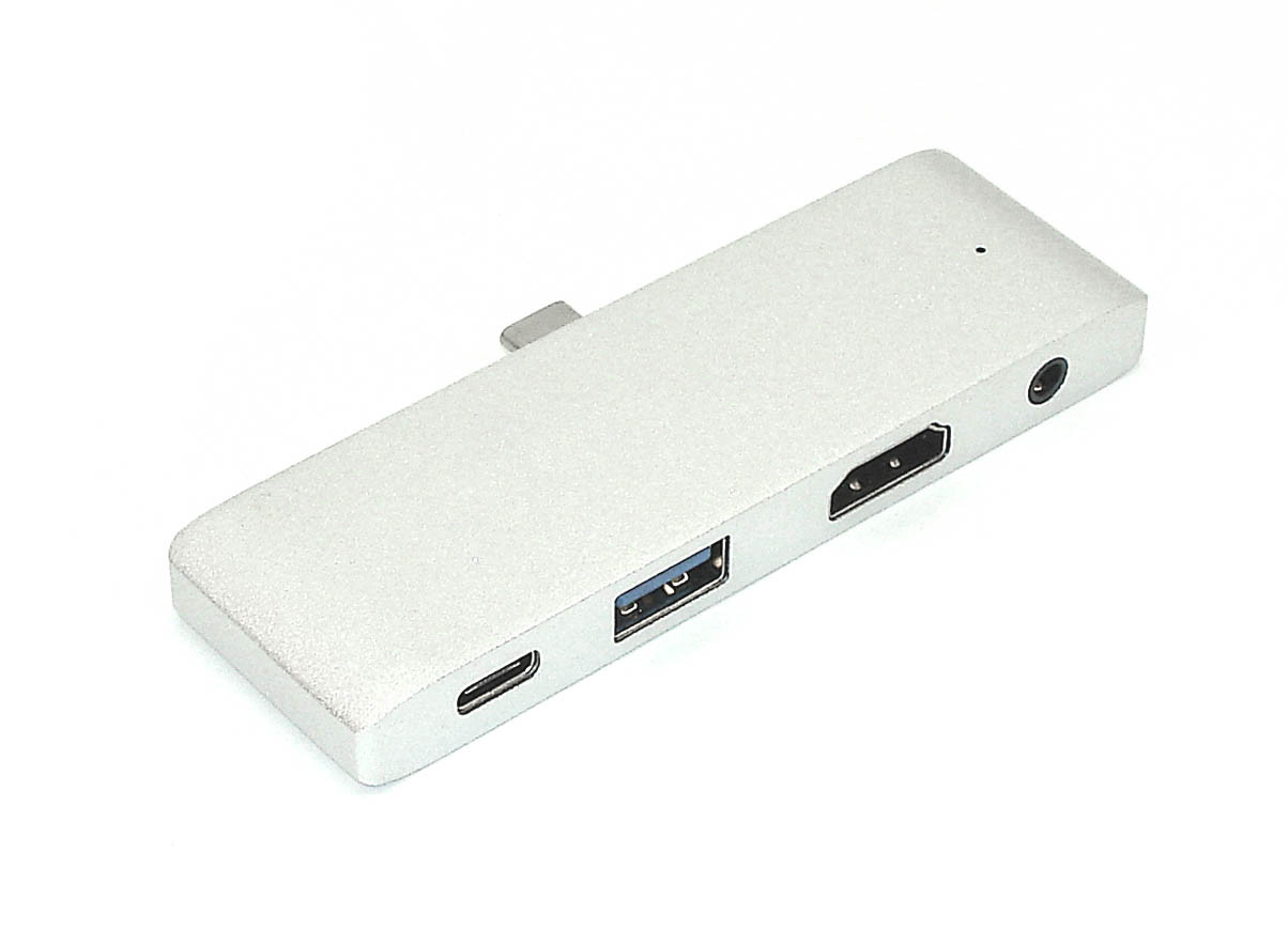 Адаптер Type C на HDMI, USB 3.0 + Audio 3,5 + Type C серебро