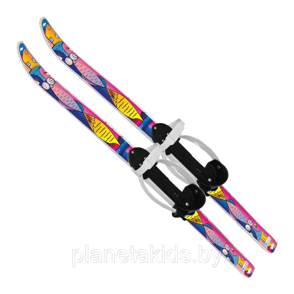Лыжи детские "Быстрики" (крепление "цикл") с палками (в сетке, длина 90 см) 330023-00