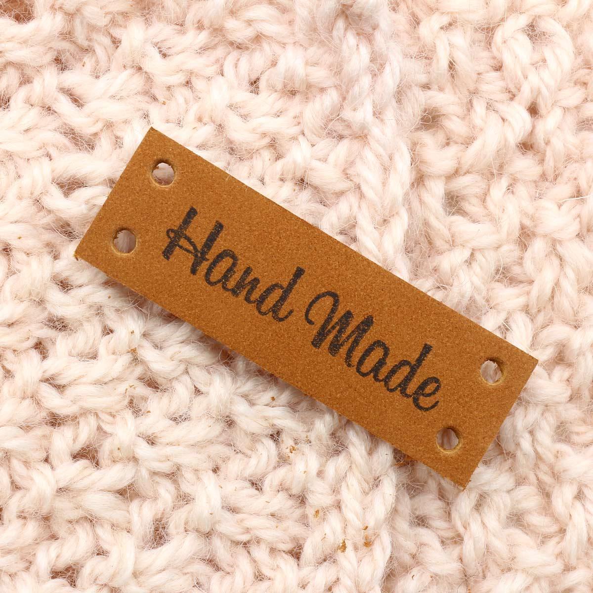 Кожаная бирка пришивная 'Hand Made' 1,3*7см, 1шт., (коричневый) - фото 2 - id-p71800464