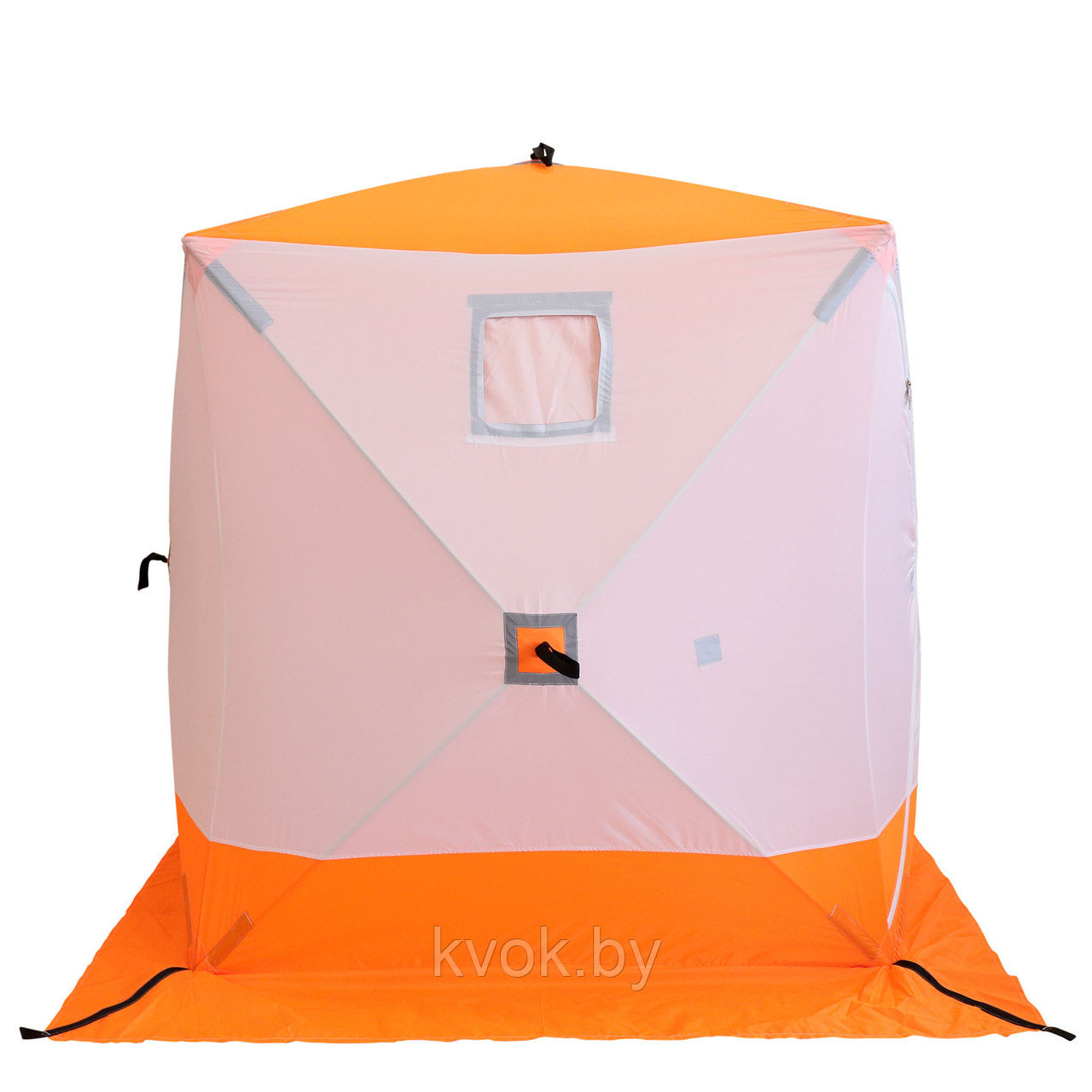 Палатка зимняя Следопыт КУБ 1 Oxford 210D PU 1000 (1.5x1.5x1.7 м) бело-оранжевая - фото 5 - id-p145714690