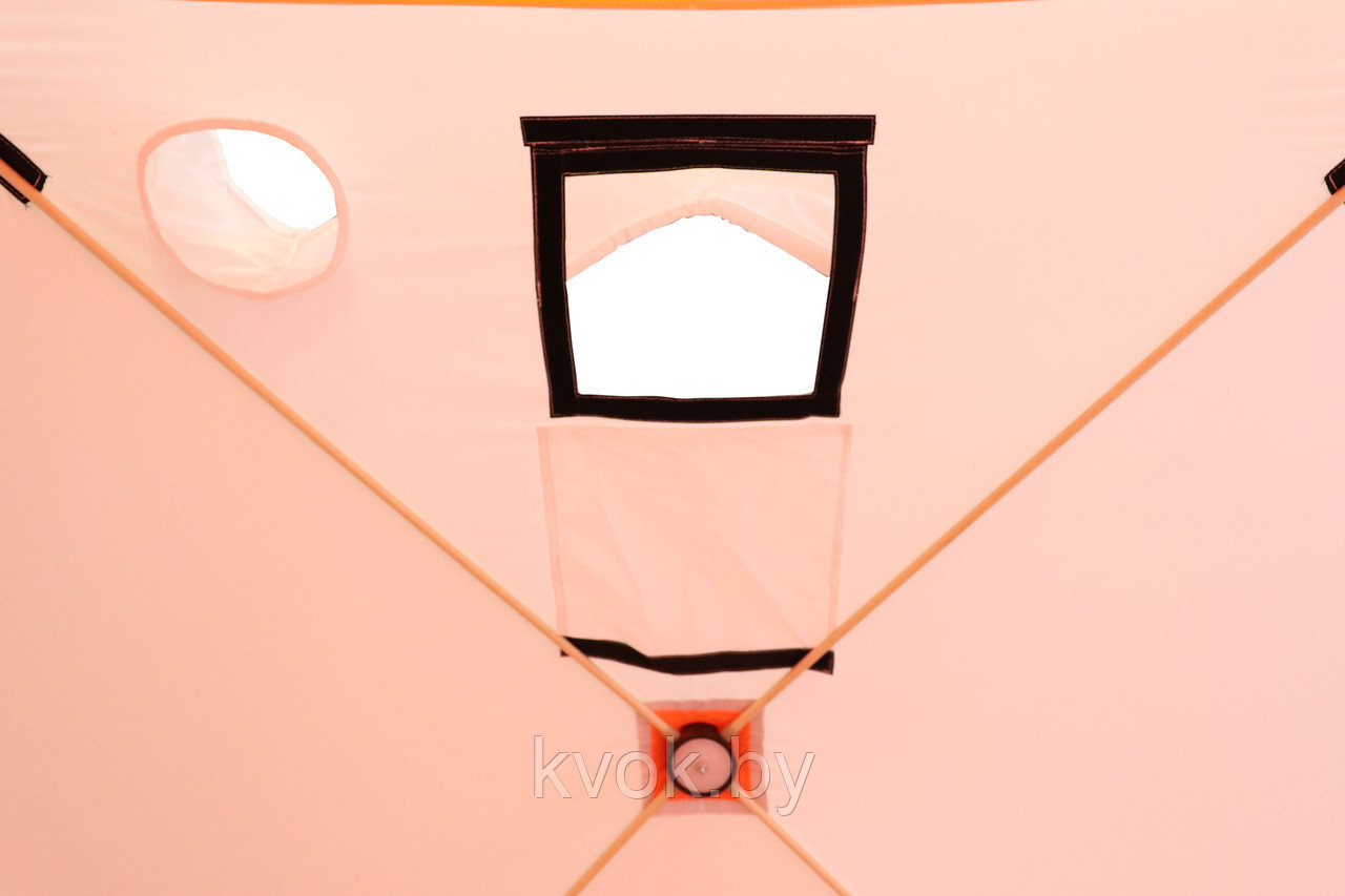 Палатка зимняя Следопыт КУБ 1 Oxford 210D PU 1000 (1.5x1.5x1.7 м) бело-оранжевая - фото 8 - id-p145714690