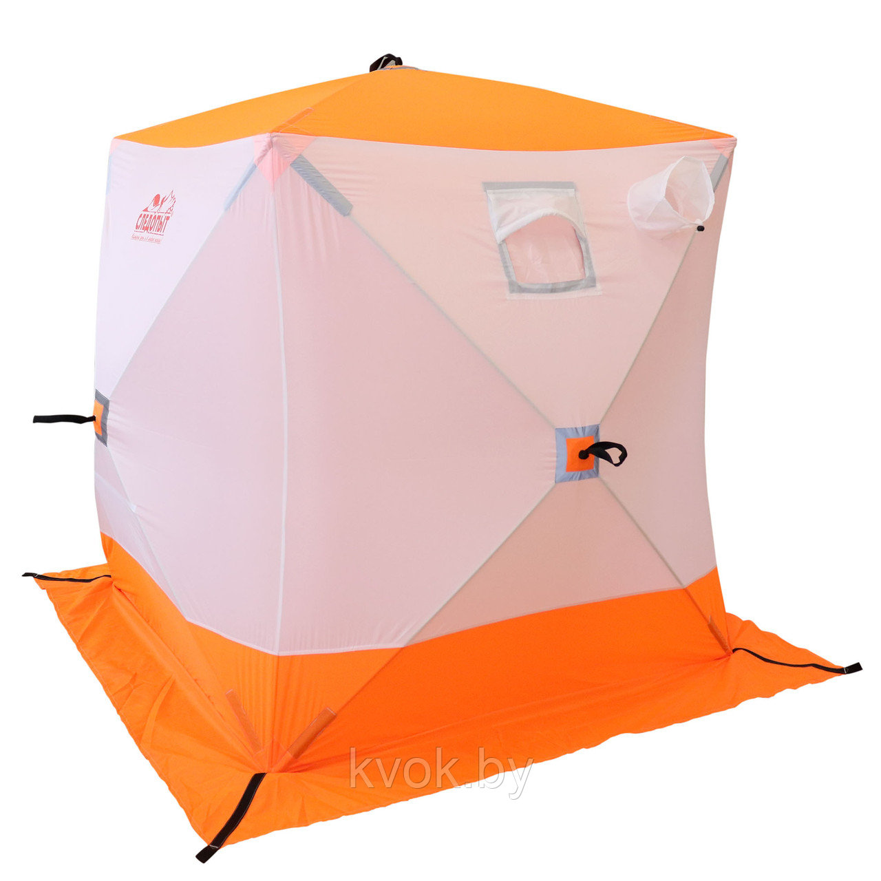 Палатка зимняя Следопыт КУБ 1 Oxford 240D PU 1000 (1.5x1.5x1.7 м) бело-оранжевая - фото 4 - id-p145718821
