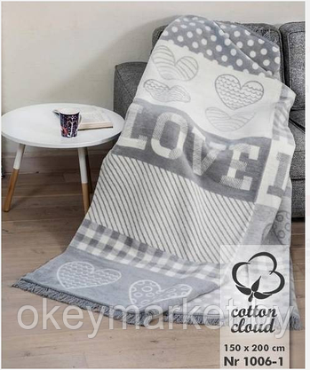 Плед хлопково-акриловый Cotton Cloud размер 150х200 LOVE, фото 2