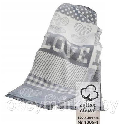 Плед хлопково-акриловый Cotton Cloud размер 150х200 LOVE, фото 3