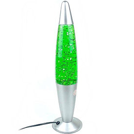 Лава лампа с блестками зелёный цвет 35 см.