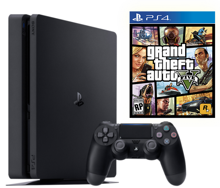 PlayStation 4 (PS4) Slim 1TB с GTA 5 - фото 1 - id-p145778533