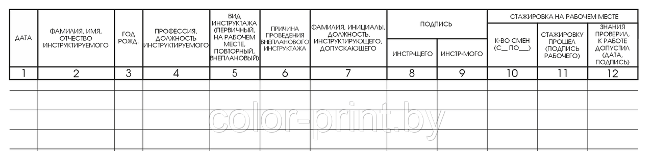 ЖУРНАЛ РЕГИСТРАЦИИ ИНСТРУКТАЖА НА РАБОЧЕМ МЕСТЕ - фото 2 - id-p71384909