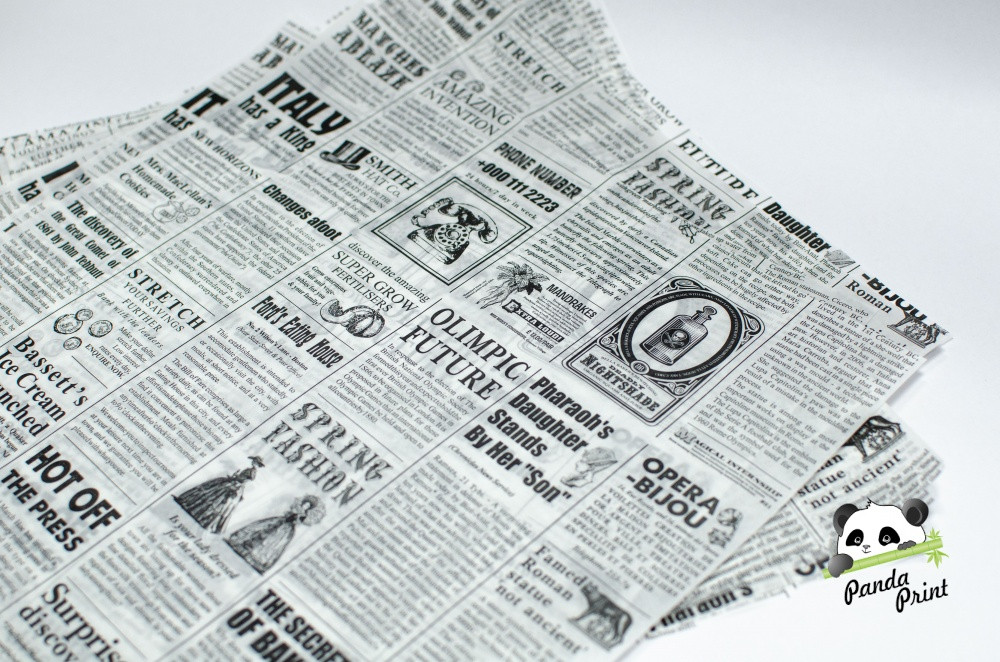 Оберточная бумага "Газета" с парафином белая 30г 305х305 мм, 100 л