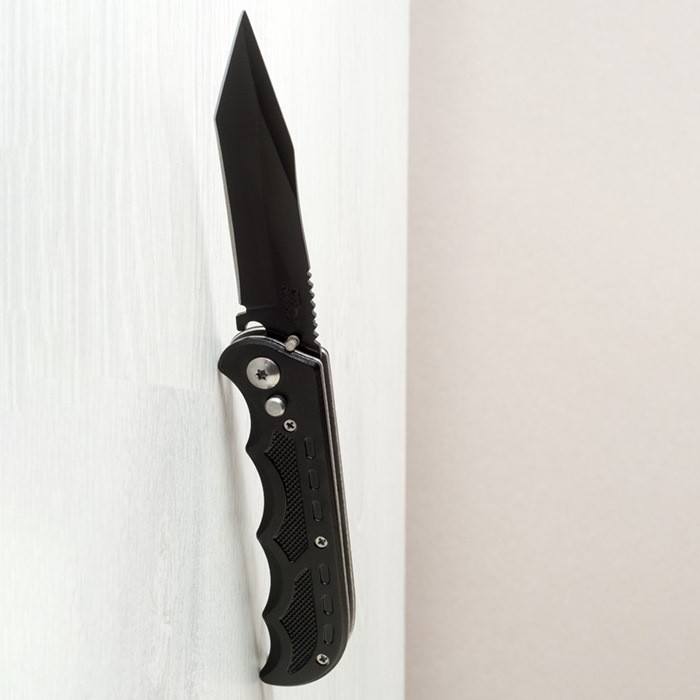 Нож металлический складной Черный в чехле - фото 5 - id-p145834842